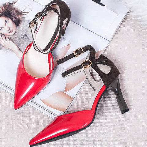Stiletto Heel Pumps Sandals With Double Buckles