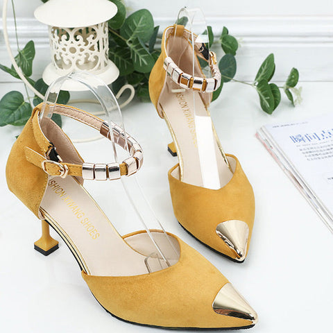 Closed-toe Ankle Strap Pumps Stiletto Heel Sandals