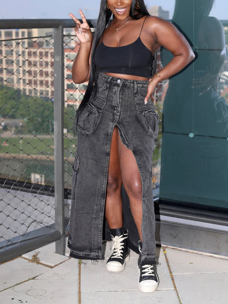 Denim Cargo Skirts