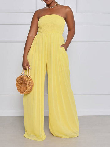 Wide Leg Chiffon Jumpsuits