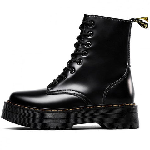 Round Toe Platform Side Zipper Combat Boots