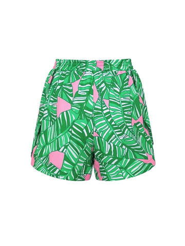 Green Printed Surf Shorts Set