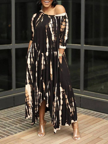 Tie Dye Print Irregular Dresses