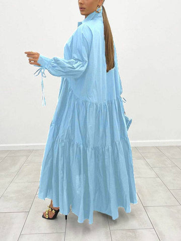 Loose Solid Long Shirt Dresses