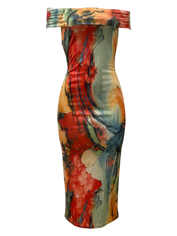 Printed Off Shoulder Dresses