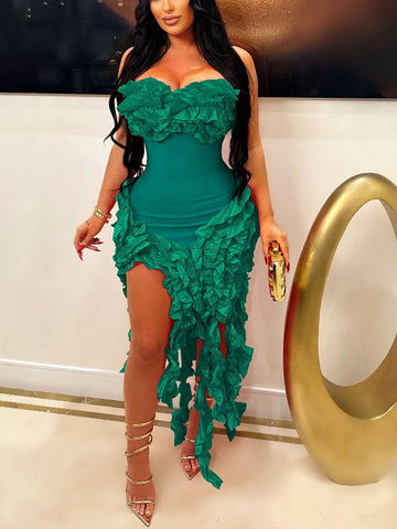 Strapless Irregular Ruffle Dresses