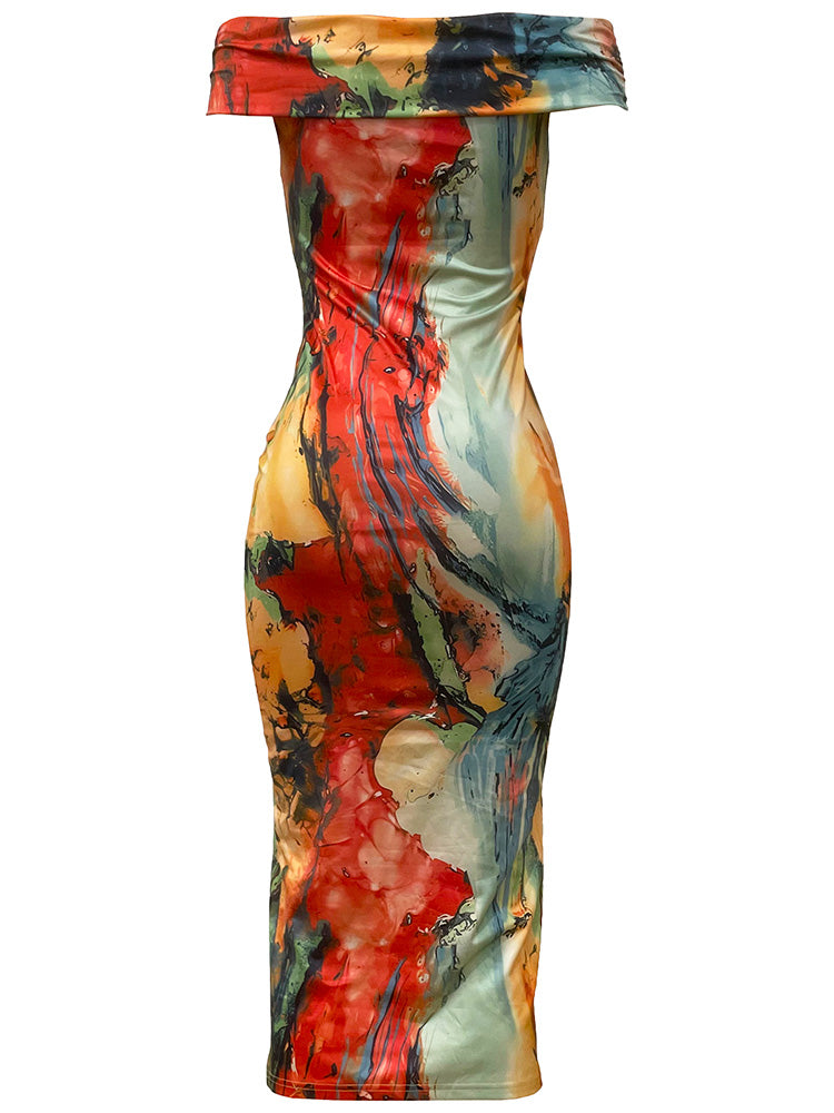 Printed Off Shoulder Dresses
