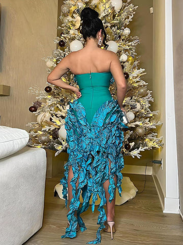 Strapless Irregular Ruffle Dresses