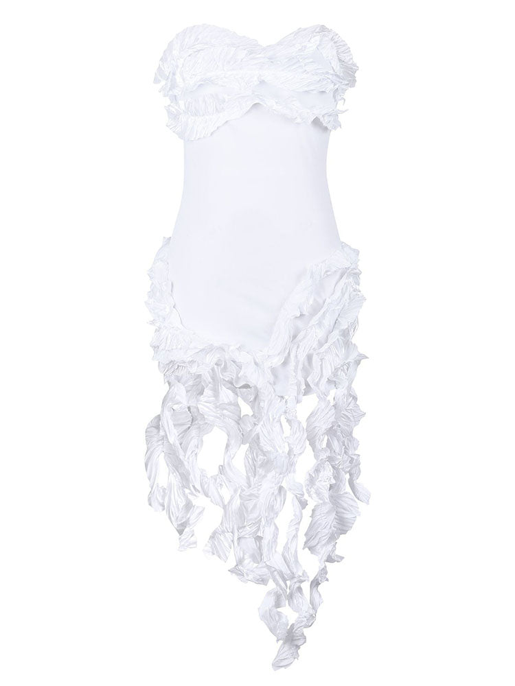 Strapless Irregular Ruffle Dresses