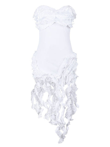 Strapless Irregular Ruffle Dresses
