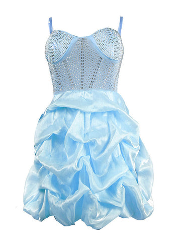 Rhinestone Mesh Ruffle Dresses