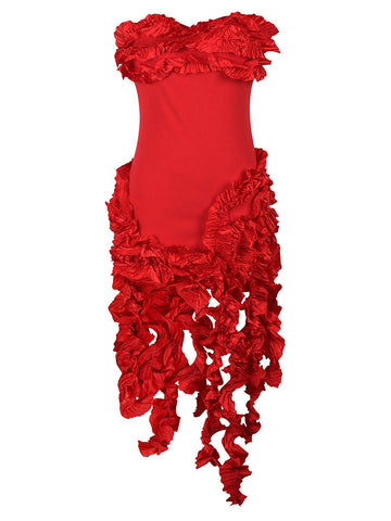 Strapless Irregular Ruffle Dresses