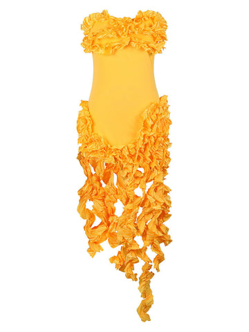 Strapless Irregular Ruffle Dresses