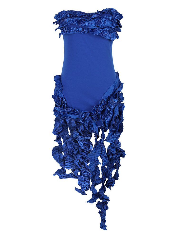 Strapless Irregular Ruffle Dresses