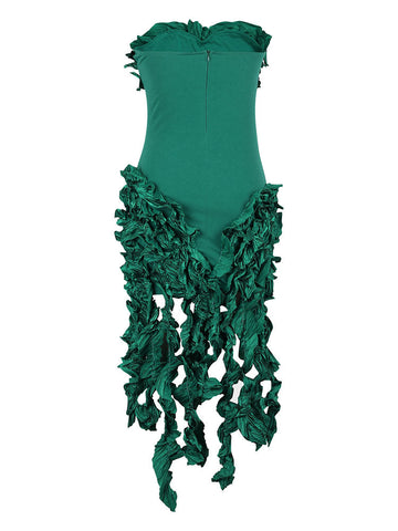 Strapless Irregular Ruffle Dresses