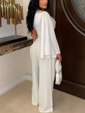One Shoulder Top  Wide Pants Set