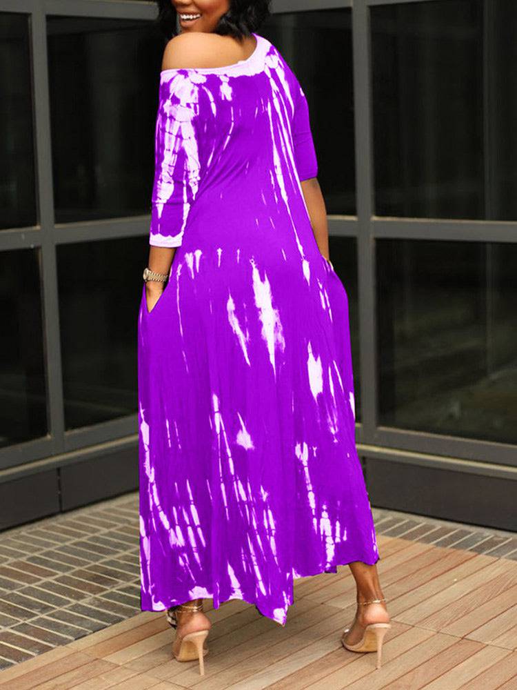 Tie Dye Print Irregular Dresses