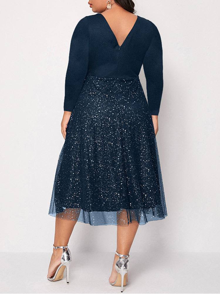 Contrast Mesh Midi Dresses