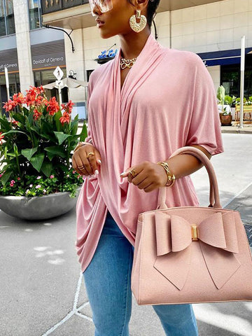 Twist V Neck Ruched Tops