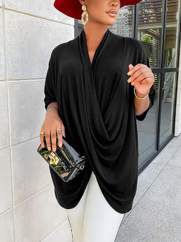 Twist V Neck Ruched Tops