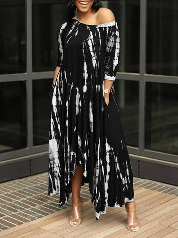 Tie Dye Print Irregular Dresses