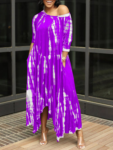 Tie Dye Print Irregular Dresses