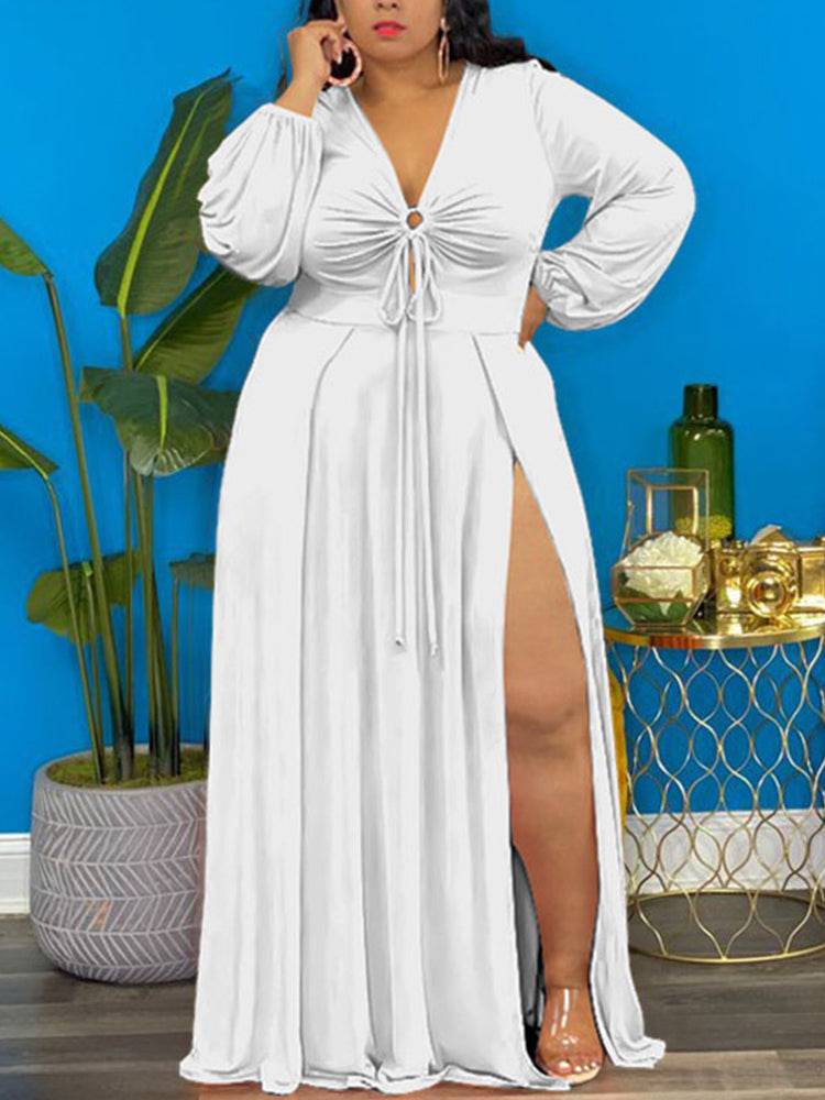 Side Split Drawstring Front Dresses