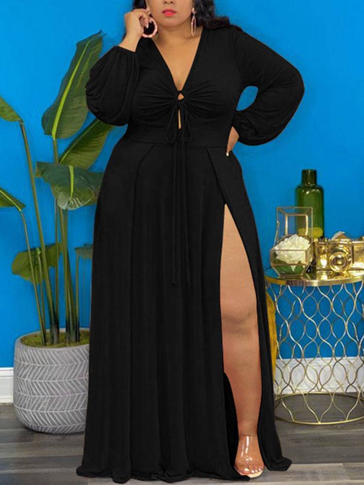 Side Split Drawstring Front Dresses