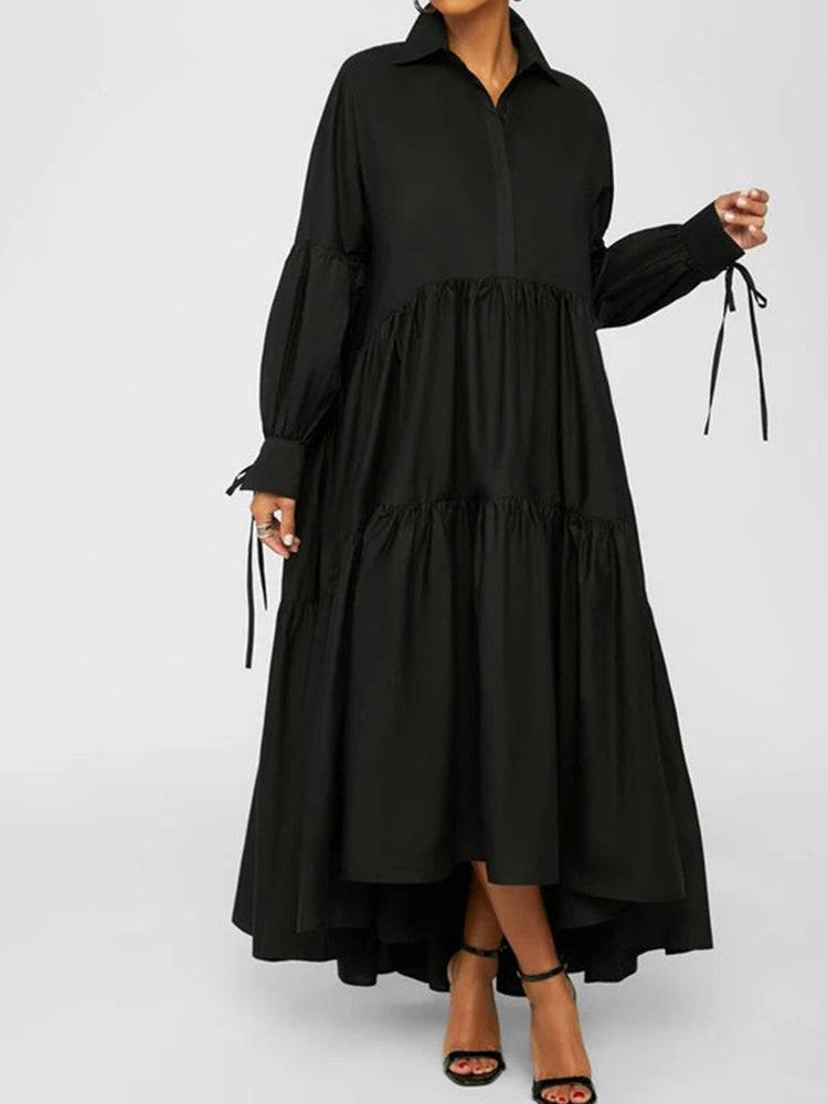 Loose Solid Long Shirt Dresses