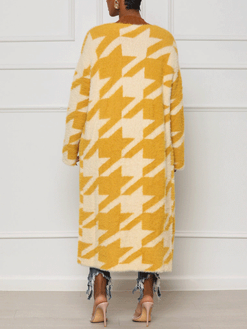 Fur Houndstooth Cardigans