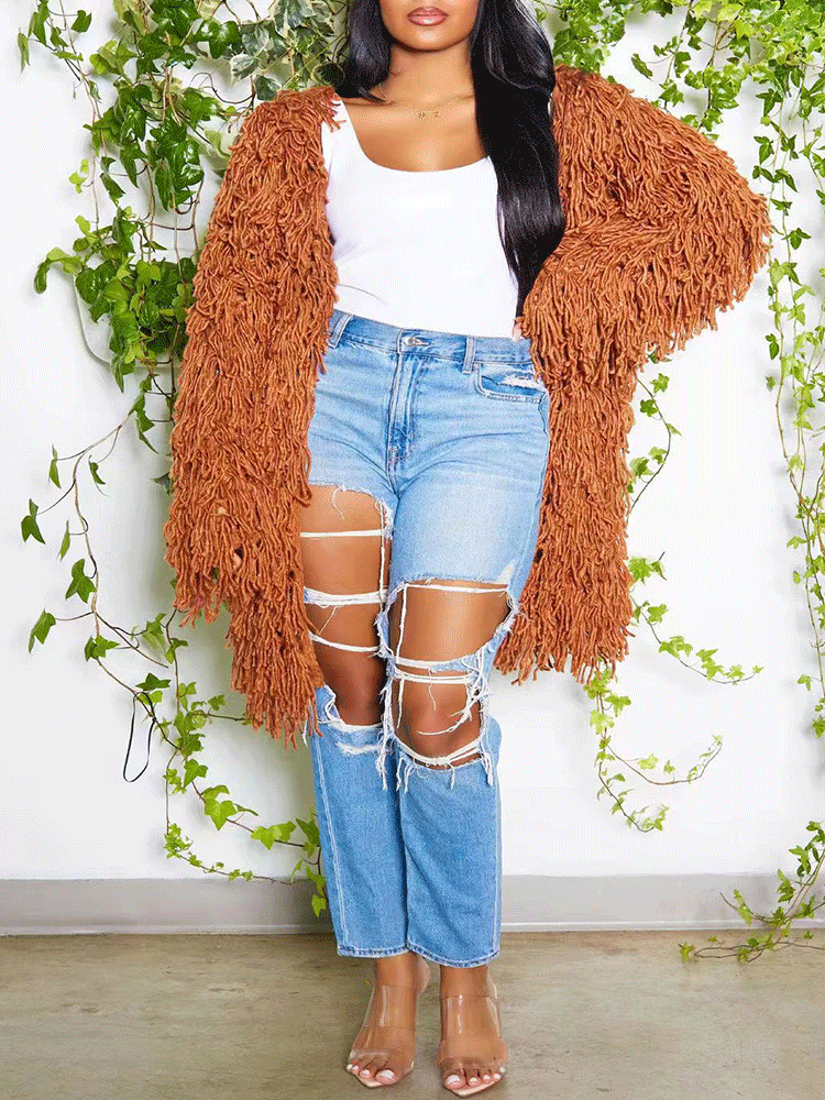 Fringe Knitted Sweater Cardigans