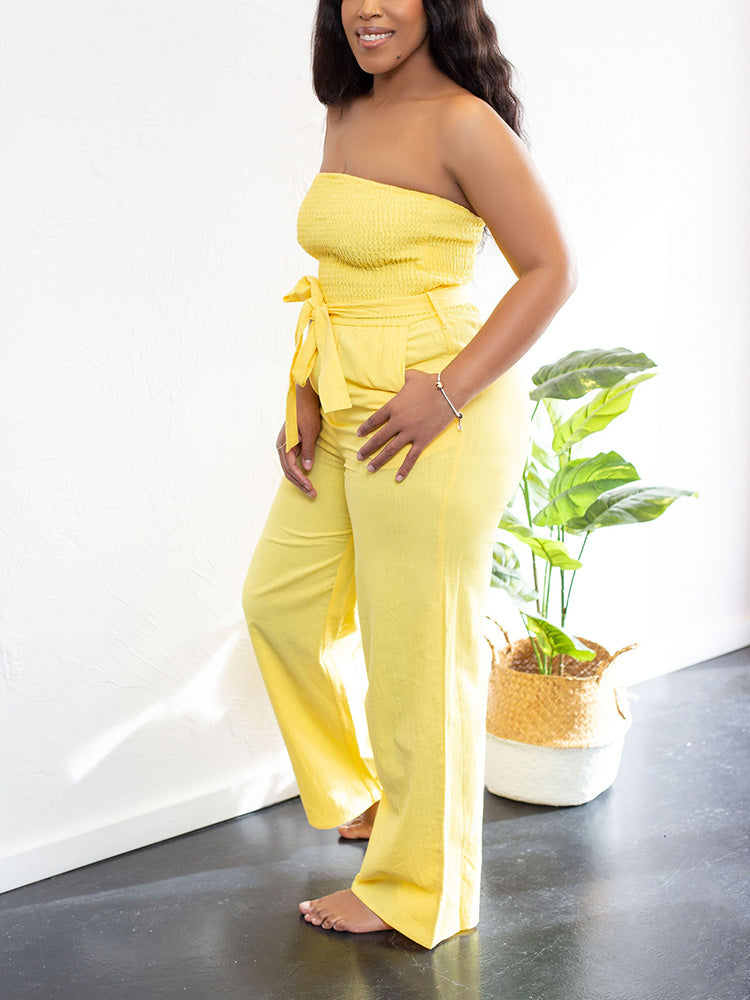 Tube Tie Waist Jumpsuits