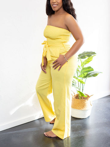 Tube Tie Waist Jumpsuits