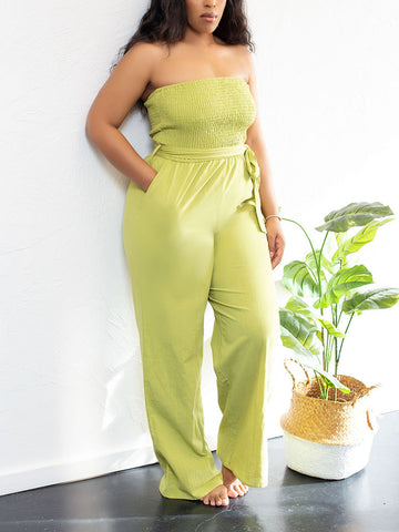 Tube Tie Waist Jumpsuits