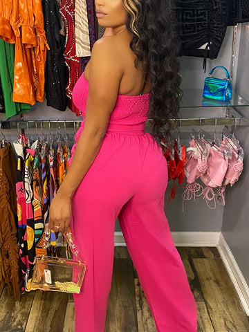 Tube Tie Waist Jumpsuits