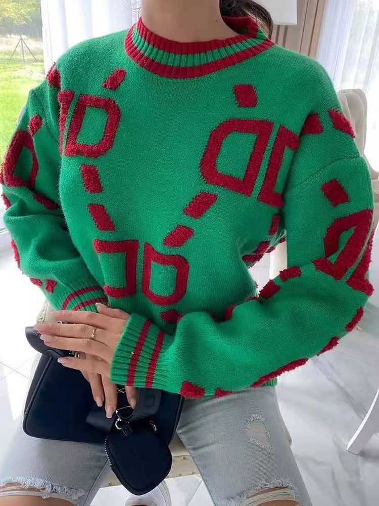 Contrast Letter Knit Cardigans