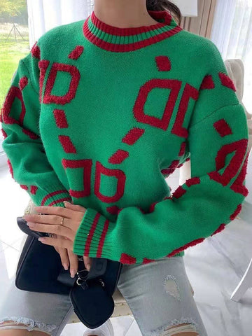 Contrast Letter Knit Cardigans