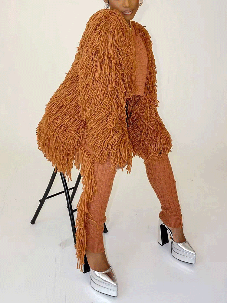 Fringe Knitted Sweater Cardigans