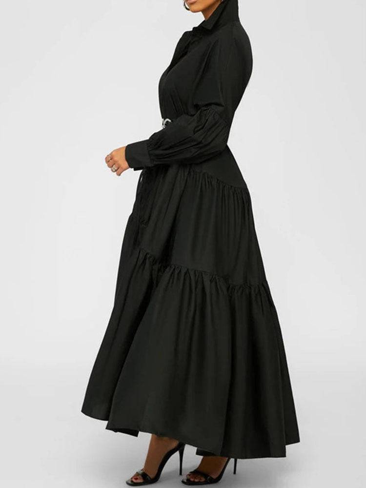 Loose Solid Long Shirt Dresses