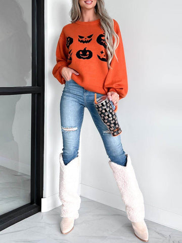 Pumpkins Carvin Knit Halloween Sweater