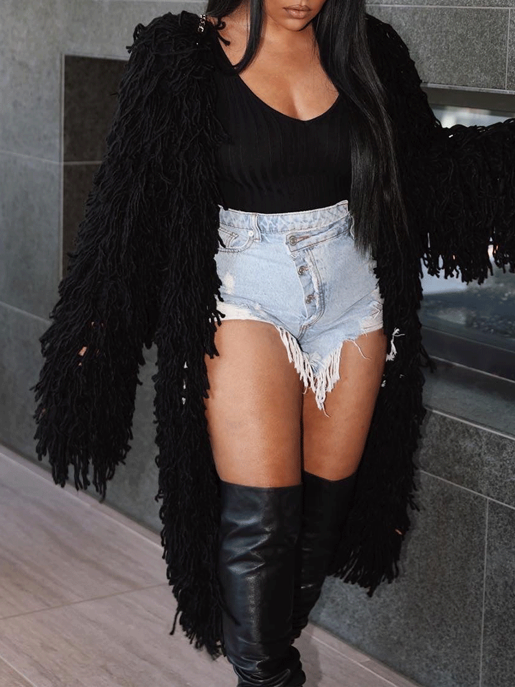 Fringe Knitted Sweater Cardigans