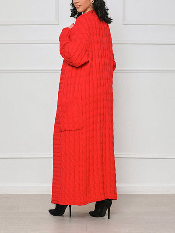 Knitted Solid Pocket Sweater Cardigans