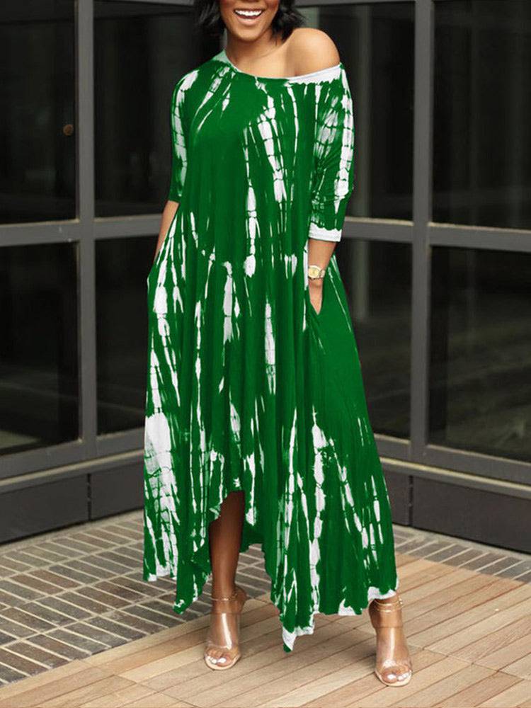 Tie Dye Print Irregular Dresses