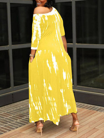 Tie Dye Print Irregular Dresses