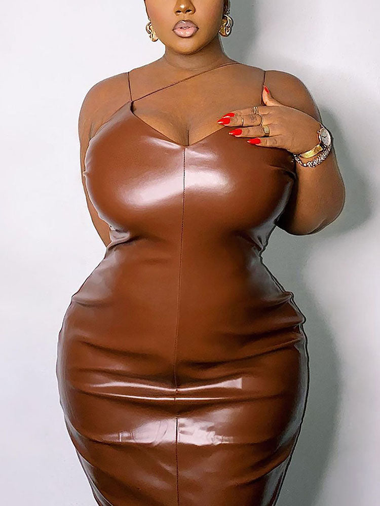 Faux Leather Midi Dresses