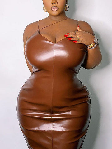 Faux Leather Midi Dresses