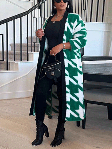 Fur Houndstooth Cardigans