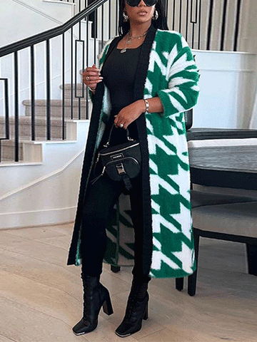Fur Houndstooth Cardigans