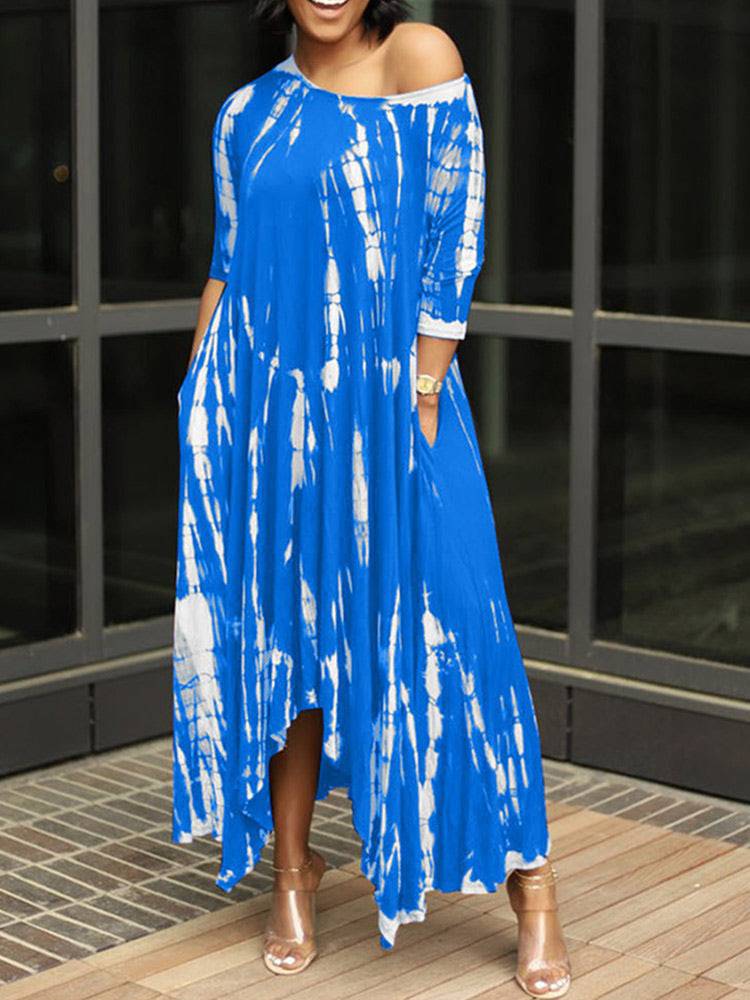 Tie Dye Print Irregular Dresses