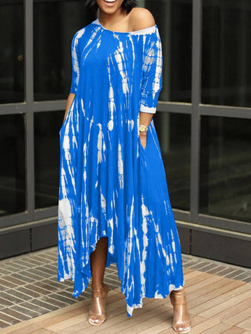 Tie Dye Print Irregular Dresses